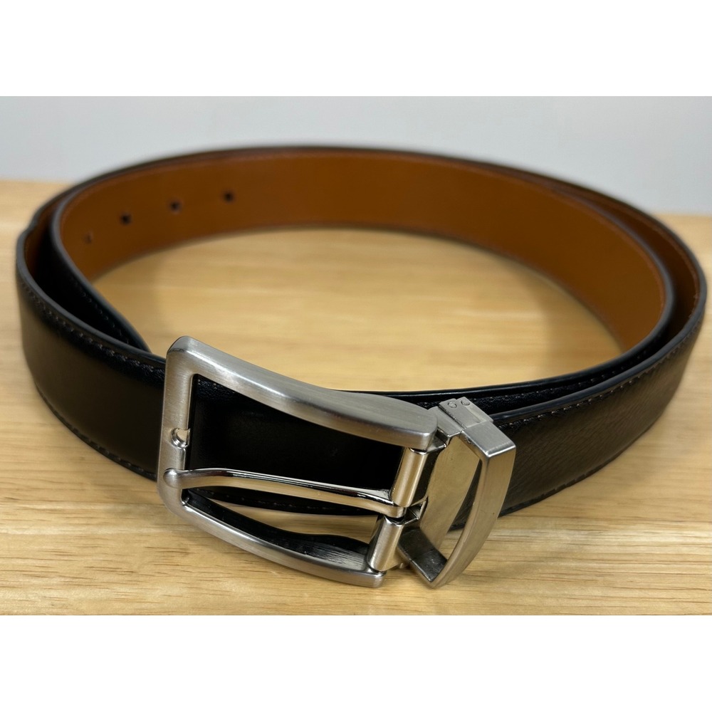 Alton Lane Leather Belt Mens 44 Black Italian Calf Handcrafted USA Silver Buckle
